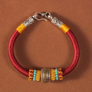 Buddha Stones Handmade Tibetan Amulet King Kong Knot Luck Protection Braided Bracelet Bracelet BS Red 19cm for Weight Range (90-100 kg)