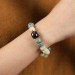 Buddha Stones Bodhi Seed Silver Sheen Obsidian Cat Head Om Mani Padme Hum Engraved Harmony Bracelet Bracelet BS 11