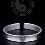 Buddha Stones 999 Sterling Silver Yin Yang Auspicious Clouds Balance Harmony Bracelet Bracelet Bangle BS 9