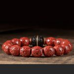 Buddha Stones Natural Cinnabar Ebony Calm Blessing Bracelet Bracelet BS 7