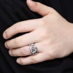 Buddha Stones Dragon Pattern Protection Strength Adjustable Ring Ring BS 2