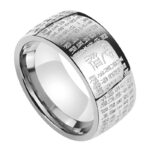 Buddha Stones FengShui Buddhism Ancient Heart Sutra Lucky Ring Ring BS Silver-US11