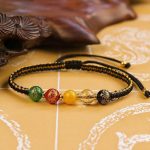 Buddha Stones Five Directions Gods of Wealth Agate Handmade Protection String Braid Bracelet Bracelet BS 1