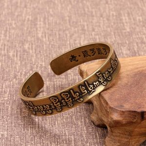 Buddhastoneshop Tibetan Sanskrit Copper Healing Bracelet Bangle