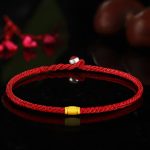 Buddha Stones 999 Gold Lucky Bead Eight Thread Peace Knot Red Rope Bracelet