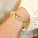 Buddha Stones Natural Hetian Jade Bead Double Peace Buckle Fu Character Abundance Braided Bracelet Bracelet BS 5