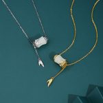 Buddha Stones 925 Sterling Silver 22K Gold Hetian White Jade Bamboo Leaf Luck Necklace Pendant Bracelet Bracelet Necklaces & Pendants BS 1