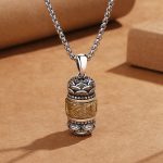 Buddha Stones Tibet Om Mani Padme Hum Carved Wisdom Purity Chain Leather Rope Necklace Pendant Necklaces & Pendants BS Om Mani Padme Hum&Chain