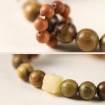 Buddha Stones Green Sandalwood Ebony Wood Cat Peace Soothing Bracelet Bracelet BS 4