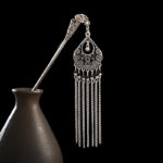 Buddha Stones Water Drop Lily of the Valley Flowers Tassels Confidence Hairpin Hairpin BS Moon-Black