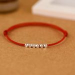 Buddha Stones 925 Sterling Silver Red String Braid Bracelet Anklet Bracelet Anklet BS 2