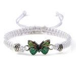 Buddha Stones Butterfly Freedom Love String Charm Bracelet Bracelet BS White-Green Butterfly