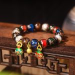 Buddha Stones Five Elements Gold Swallowing Beast Family Charm Liuli Glass Bead Luck Bracelet Bracelet BS Liuli Glass Bead&Copper Gold Swallowing Beast Family 14mm(15 Beads)