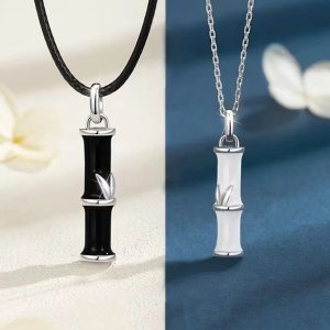 Buddha Stones Bamboo Design Copper Luck Couple Necklace Pendant Necklaces & Pendants BS main