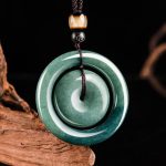 Buddha Stones Natural Round Jade Peace Buckle Luck Prosperity Necklace Pendant Necklaces & Pendants BS 1