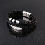 Buddha Stones Leather Multi-Layer Titanium Steel Balance Braided Magnetic Buckle Bracelet Bracelet BS 10