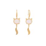 Buddha Stones FengShui White Jade Fox Fortune Earrings Earrings BS White Jade