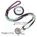 Buddha Stones 108 Mala Beads Amethyst Green Aventurine Lotus Meditation Bracelet Mala Bracelet BS 12