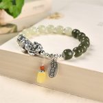 Buddha Stones 925 Sterling Silver Natural Hetian Jade Amber PiXiu Luck Bracelet Bracelet BS 7