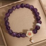 Buddha Stones Natural Amethyst White Agate Pearl Charm Balance Bracelet Bracelet BS 3