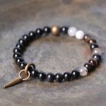 Buddha Stones Black Obsidian Sodalite Crystal Copper Strength Couple Bracelet Bracelet BS Black Obsidian&Agate 18cm