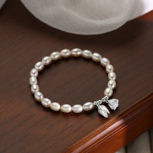Buddha Stones 999 Sterling Silver Lotus Flower Pod Natural Pearl Healing Bracelet Bracelet BS 14-16cm