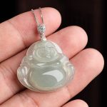 Buddha Stones 925 Sterling Silver Natural Jade Laughing Buddha Prosperity Abundance Chain Necklace Pendant Necklaces & Pendants BS 7