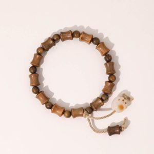 Buddha Stones Green Sandalwood Bodhi Seed Cat Claw Bamboo Peace Bracelet Bracelet BS Green Sandalwood(Wrist Circumference: 15-17cm)