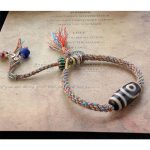 Buddha Stones Tibetan 925 Sterling Silver Om Mani Padme Hum Handmade Dzi Bead Protection Braid Bracelet Bracelet BS 12