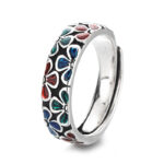 Buddha Stones Colorful Plum Blossoms Design Healing Copper Adjustable Ring Ring BS 3