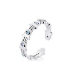 Buddha Stones 925 Sterling Silver Hamsa Symbol Zircon Adjustable Ring Ring BS 7