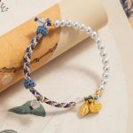 Buddha Stones 925 Sterling Silver Lotus Pearl Colorful Rope Chalcedony Prosperity Bracelet 2