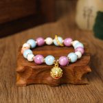 Buddha Stones Tibetan Zakiram Goddess of Wealth Rabbit Lion Head Charm Liuli Glass Incense Ash Porcelain Bead Protection Bracelet Bracelet BS Liuli Glass Bead Lion Head