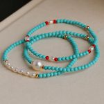 Buddha Stones Turquoise Red Agate Pearl Small Beaded Protection Bracelet Bracelet BS 1