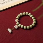 Buddha Stones Green Bodhi Seed Cat Paw Om Mani Padme Hum Engraved Wisdom Bracelet Bracelet BS Bodhi Seed(Auspiciousness♥Luck)