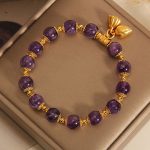 Buddha Stones Natural Amethyst Lotus Healing Spiritual Bracelet Bracelet BS 4