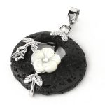 Buddha Stones Various Crystal Amethyst Green Aventurine Flower Healing Necklace Pendant Necklaces & Pendants BS Lava Rock