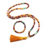 Buddha Stones 108 Mala Beads Mookaite Emotional Growth Bracelet Tassel Necklace Pendant Bracelet Necklaces & Pendants BS 11