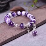 Buddha Stones 925 Sterling Silver Natural Amethyst Healing Feet Love Heart Charm Bracelet Bracelet BS 2
