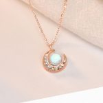 Buddha Stones 925 Sterling Silver Moonstone Moon Pattern Love Necklace Pendant Necklaces & Pendants BS 6