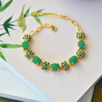 Buddha Stones White Jade Cyan Jade Lotus Protection Bracelet Bracelet BS Cyan Jade