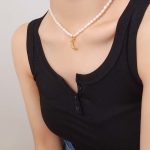 Buddha Stones Pearl Crescent Moon Calm Necklace Pendant Necklaces & Pendants BS 5