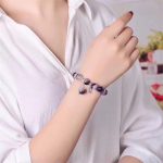 Buddha Stones 925 Sterling Silver Natural Amethyst Healing Feet Love Heart Charm Bracelet Bracelet BS 4