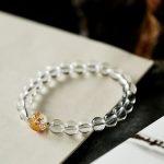 Buddha Stones Natural Black Obsidian White Crystal Black Onyx Dragon Strength Bracelet Bracelet BS 10