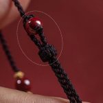 Buddha Stones Cinnabar Bead Fu Character Charm Blessing Braided String Bracelet Bracelet BS 3