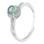 Buddha Stones 925 Sterling Silver Round Jade Luck Prosperity Adjustable Ring Ring BS 7