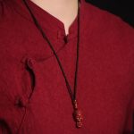 Buddha Stones Chinese Zodiac Natal Buddha Natural Cinnabar Amulet Keep Away Evil Spirits Necklace Pendant Necklaces & Pendants BS 14