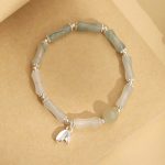 Buddha Stones 925 Sterling Silver Natural Tianshan Jade Bamboo Charm Luck Bracelet 2