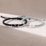 Buddha Stones Bamboo Pattern Healing Couple Rope Bracelet Bracelet BS 2Pcs Black Bamboo(Wrist Circumference 14-20cm)&White Bamboo(Wrist Circumference 14-17cm)