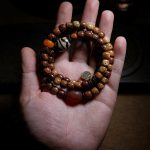 Buddha Stones Tibetan Bodhi Seed Amber Dzi Bead Agate Zakiram Goddess of Wealth Beads Triple Wrap Bracelet Bracelet BS 2